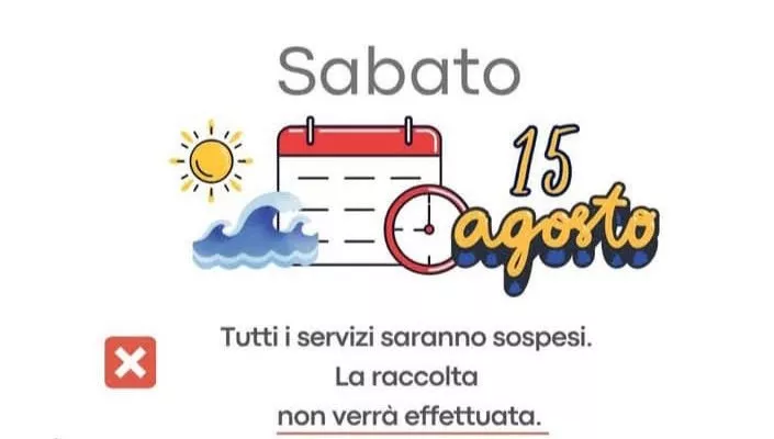 Sospensione dei servizi di raccolta rifiuti per la festività di Ferragosto